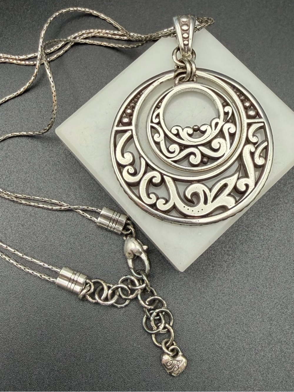 Brighton Ornate Round Medallion Concentric Double Circle Pendant Necklace #607